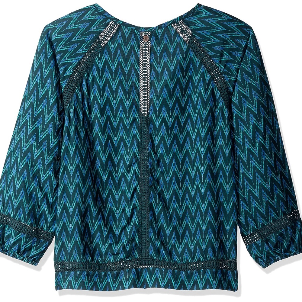 PRANA XS Tacana Peasant Top Teal Purple